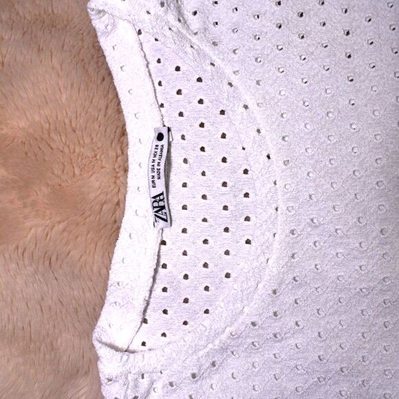 Zara White Short Sleeve Blouse Size Medium Minimalist Chic Summer Top - Picture 14 of 14